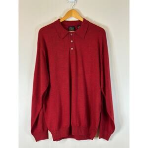 Jos. A. Bank Signature Collection 100% Merino Wool XL Red Long Sleeve Polo Shirt